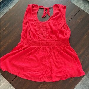 Torrid Vibrant Red Sleeveless Top with cutout/tie back